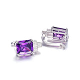 Amethyst Stone Ear Studs Silver 925 Bridal Wedding Party Jewelry