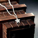 925 Silver Rhinestone Stars Choker Pendant Necklace High Jewelry