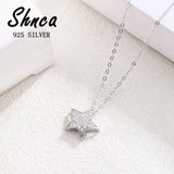 925 Silver Rhinestone Stars Choker Pendant Necklace High Jewelry