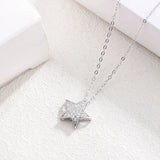 925 Silver Rhinestone Stars Choker Pendant Necklace High Jewelry