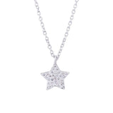 925 Silver Rhinestone Stars Choker Pendant Necklace High Jewelry