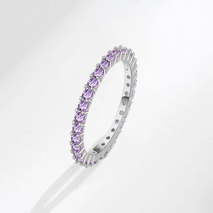 Amethysts Stone Rings Small Stone Paved Silver Rings Couple Anniversary