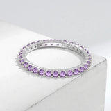 Amethysts Stone Rings Small Stone Paved Silver Rings Couple Anniversary