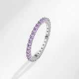 Amethysts Stone Rings Small Stone Paved Silver Rings Couple Anniversary