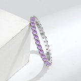 Amethysts Stone Rings Small Stone Paved Silver Rings Couple Anniversary
