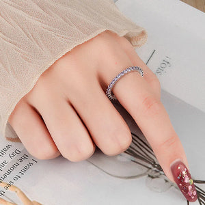 Amethysts Stone Rings Small Stone Paved Silver Rings Couple Anniversary