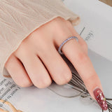 Amethysts Stone Rings Small Stone Paved Silver Rings Couple Anniversary
