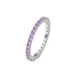 Amethysts Stone Rings Small Stone Paved Silver Rings Couple Anniversary