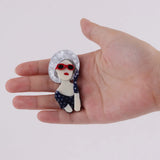 Berets Lady Figure Brooch Pins - Personality Glasses Acrylic Brooch