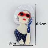 Berets Lady Figure Brooch Pins - Personality Glasses Acrylic Brooch
