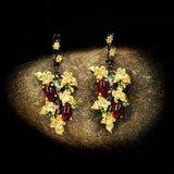 Ruby Pendant Flower Leaf 925 Silver Earrings Crystal Gemstone