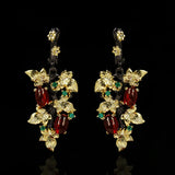 Ruby Pendant Flower Leaf 925 Silver Earrings Crystal Gemstone