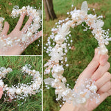 Bridal Pearl Flower Headband Hair Band Crystal Headpiece