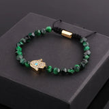 CZ Hand Charm Gemstone Macrame Bracelet Men Women Gift