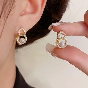 Hollow Gourd Pearl Earrings - High Jewelry