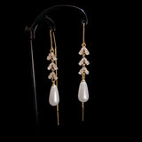 Long Zircon Pearl Pendant Earrings High Jewelry