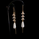 Long Zircon Pearl Pendant Earrings High Jewelry