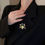 Colorful Stone Flower Brooch Pin Natural Pearl Wedding