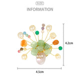 Colorful Stone Flower Brooch Pin Natural Pearl Wedding