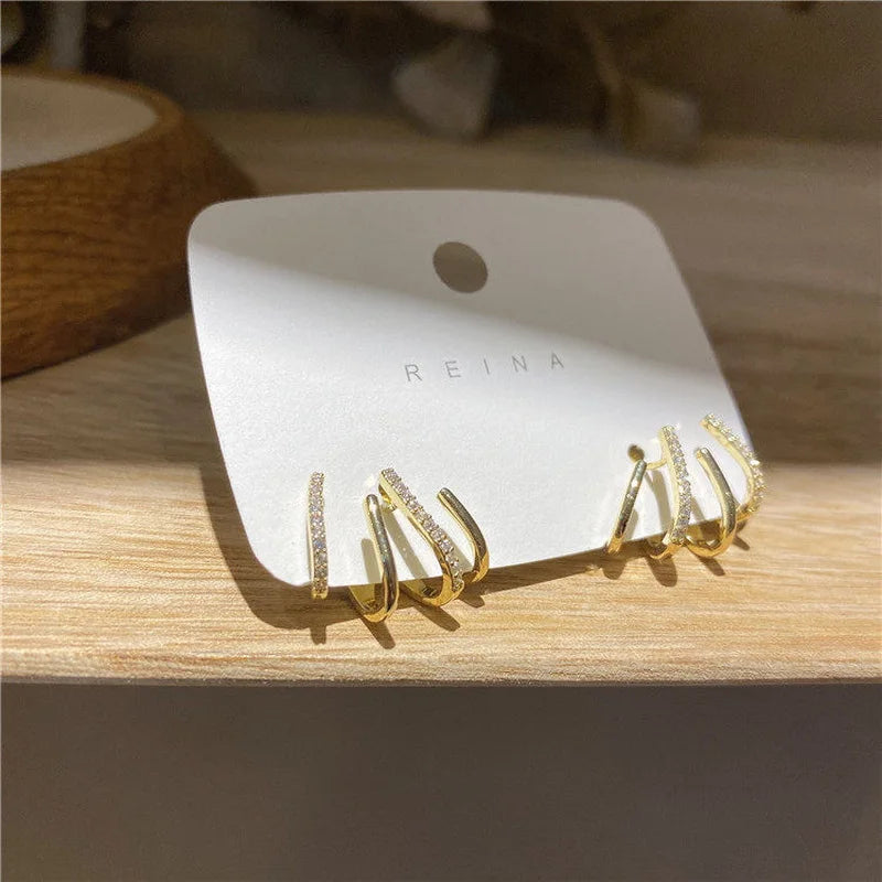 Zircon 4-Claw Stud Earrings For Women Jewelry