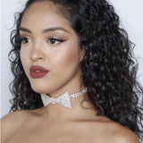Rhinestone Bow Neckchain Nightclub Clavicle Chain Banquet Accessories