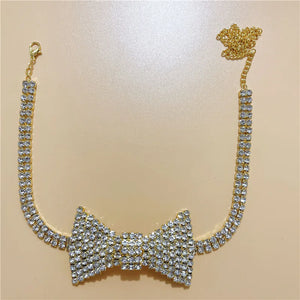 Rhinestone Bow Neckchain Nightclub Clavicle Chain Banquet Accessories