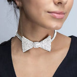 Rhinestone Bow Neckchain Nightclub Clavicle Chain Banquet Accessories