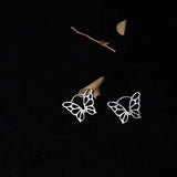 925 Silver Hollow Butterfly Stud Earrings Female Girl Silver Jewelry