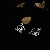 925 Silver Hollow Butterfly Stud Earrings Female Girl Silver Jewelry
