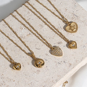 Stainless Steel Heart Circle Angle Pendant Necklace