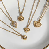 Stainless Steel Heart Circle Angle Pendant Necklace