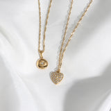Stainless Steel Heart Circle Angle Pendant Necklace