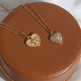 Stainless Steel Heart Circle Angle Pendant Necklace