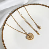 Stainless Steel Heart Circle Angle Pendant Necklace
