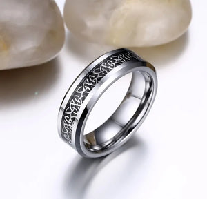 Elegant Tungsten Carbide Rings Carbon Fiber Inlay Wedding Set