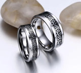 Elegant Tungsten Carbide Rings Carbon Fiber Inlay Wedding Set