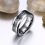 Elegant Tungsten Carbide Rings Carbon Fiber Inlay Wedding Set