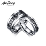 Elegant Tungsten Carbide Rings Carbon Fiber Inlay Wedding Set