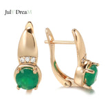 Emerald Zircon Earrings 585 Rose Clip Natural Crystal Hoops