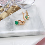 Emerald Zircon Earrings 585 Rose Clip Natural Crystal Hoops