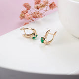 Emerald Zircon Earrings 585 Rose Clip Natural Crystal Hoops