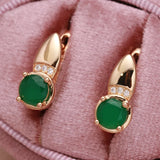 Emerald Zircon Earrings 585 Rose Clip Natural Crystal Hoops