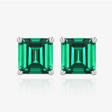 Emerald Square Zircon S925 Sterling Silver Earrings
