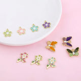 Enamel Flower Charms 20pcs Oil Drop Butterfly