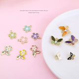 Enamel Flower Charms 20pcs Oil Drop Butterfly