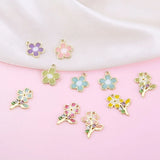 Enamel Flower Charms 20pcs Oil Drop Butterfly