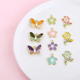 Enamel Flower Charms 20pcs Oil Drop Butterfly
