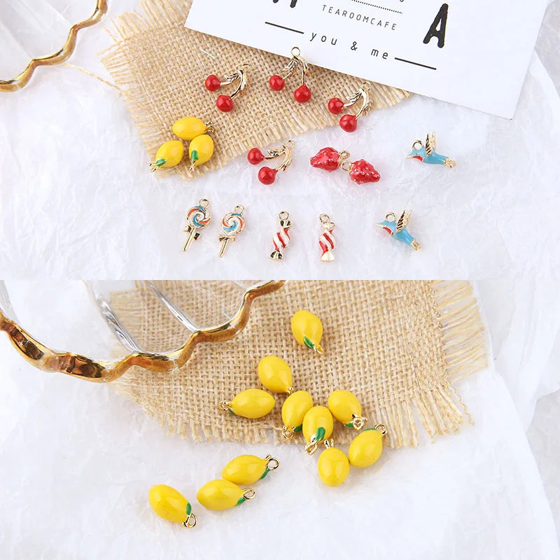 Enamel Fruit Charms 3D Oil Drop Pendants Animal Earring Floating Pendants
