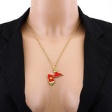 Enamel Drop Guadeloupe Map Flag Pendant Necklace For Women