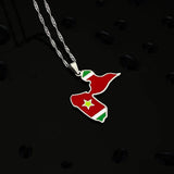 Enamel Drop Guadeloupe Map Flag Pendant Necklace For Women